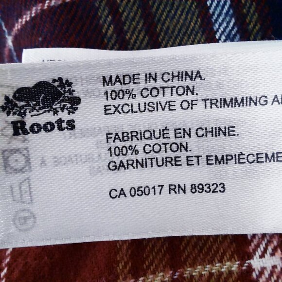 Roots Plaid Button Down Shirt Men's Size Medium Red Navy Country Long Sleeves - Picture 4 of 4